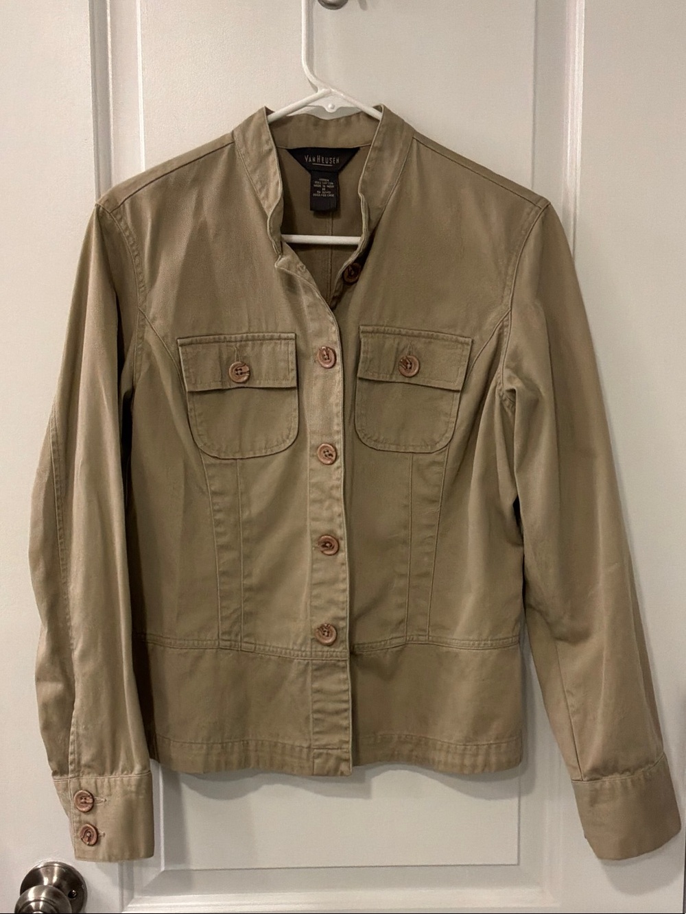 Van Huesen Women's Khaki Button-Front Utility Jacket